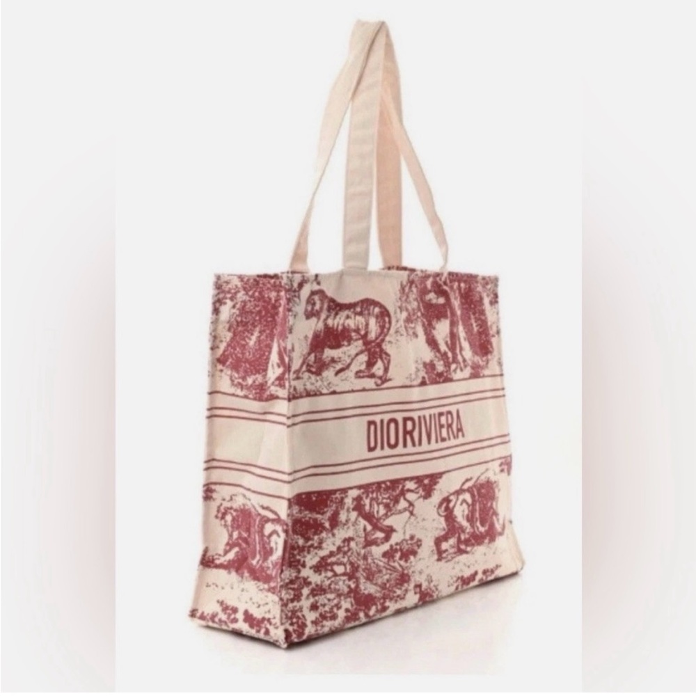 Dior Burgundy and Beige Tote Bag - Picture 3 of 5